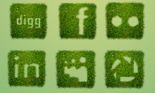 12 Grass Textured Social Media Icons