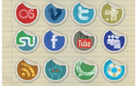Grunge Peeling Stickers Social Media Icons