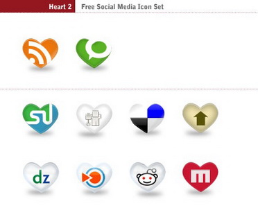 Heart v2: 39 Free Social Icons in Heart Shape