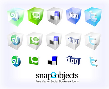 Free 3D Vector Social Bookmark Icons