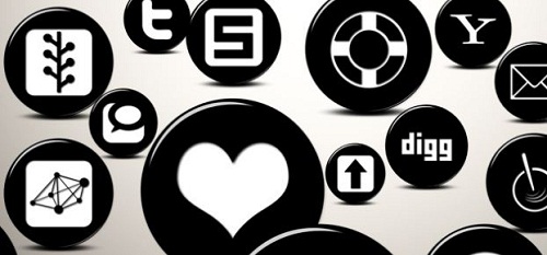 108 3D Black Sphere Social Media Buttons