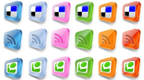 30 3D Colorful Square Social Media buttons