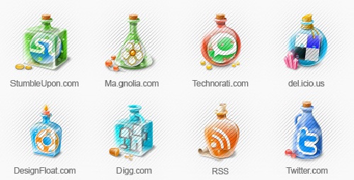 12 Colorful Bottle Social Media icons