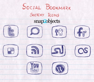10 Simple Sketchy Social Bookmark Icons