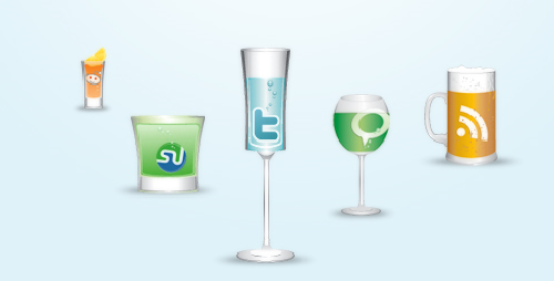 Cheers: set of 12 free glassy social icons