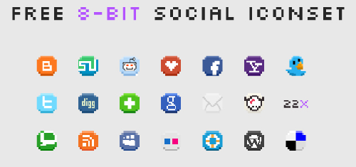 23 8-Bit Social Media Icons