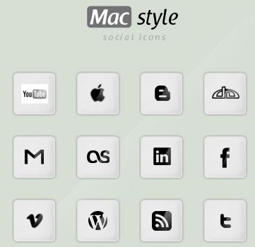 12 social media icons in Mac style