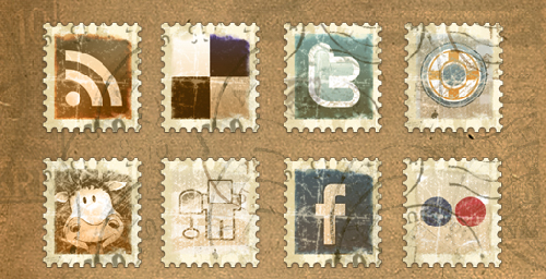 23 Free Vintage Stamp Social Icons