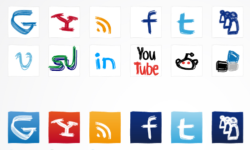 32 Hand-Writing Social Media icons