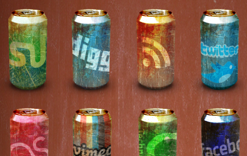 24 Worn Out Soda Cans Social Media Icons
