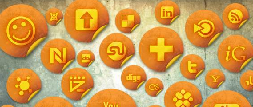 154 Orange Grunge Stickers Social Bookmarking Icons
