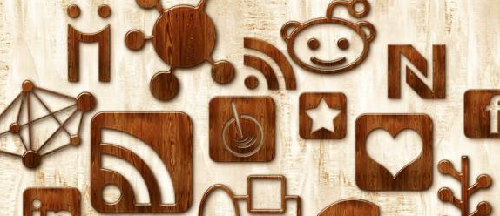 108 Glossy Waxed Wood Social Networking Icons