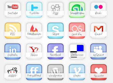 20 Free Glossy Social Media icons