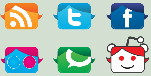 15 Social Media icons in Face style